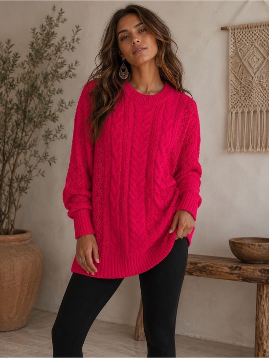 Alice + Olivia Sweaters - Alice + Olivia Pink Cable Knit Scoop Sweater